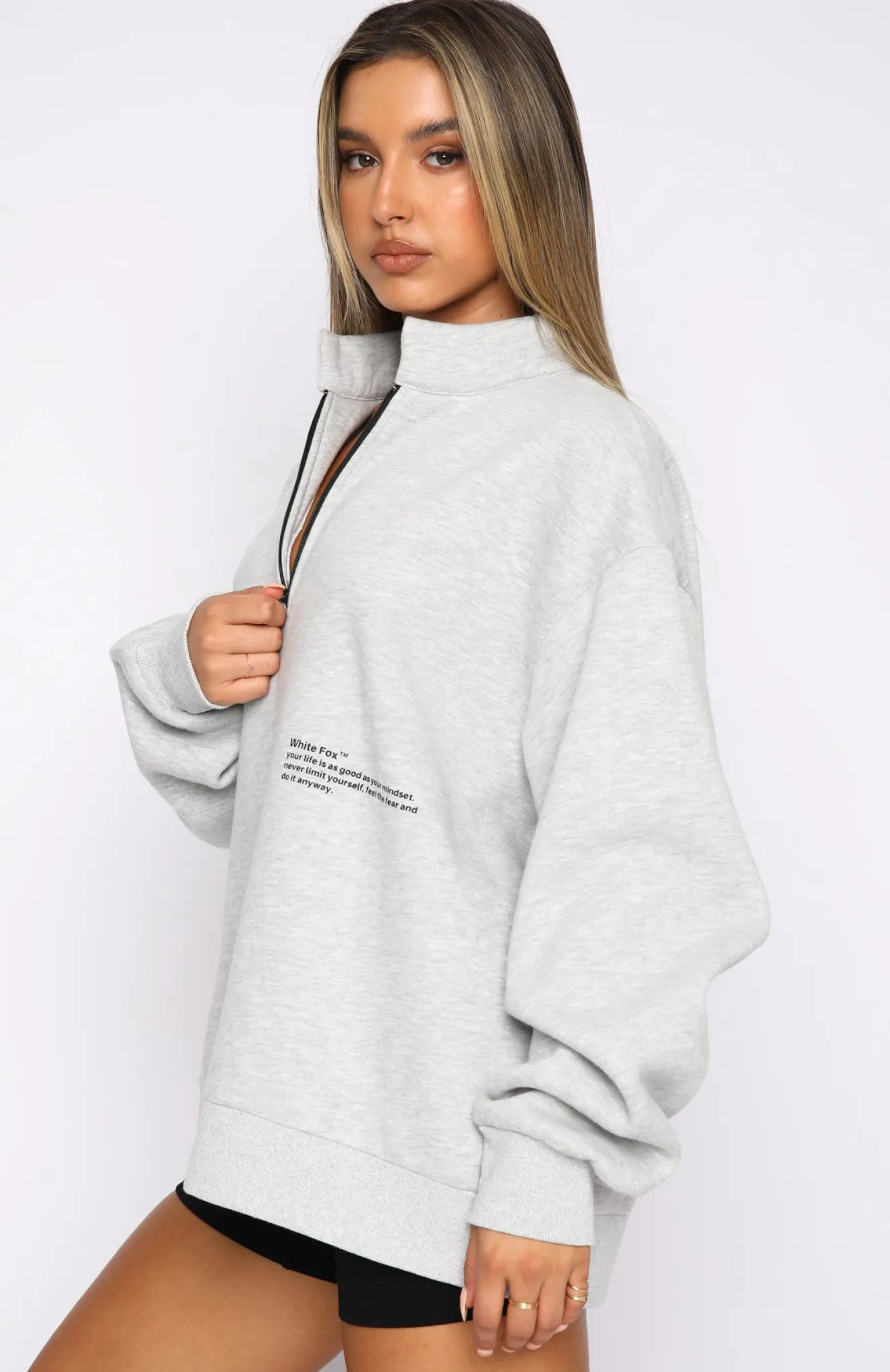 Jackets & Blazers | White Fox Boutique Caught Up With You Zip Front Sweater Marle grey