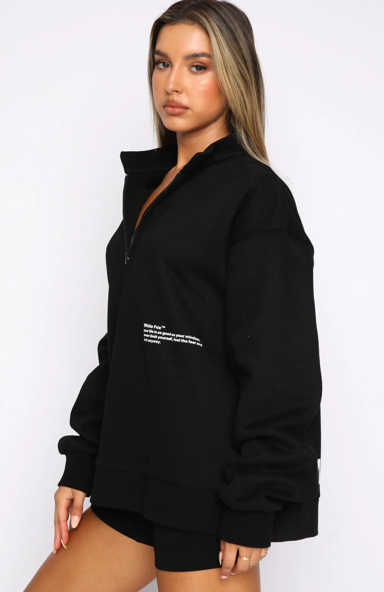 Jackets & Blazers | White Fox Boutique Caught Up With You Zip Front Sweater black