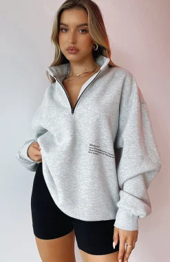 Jackets & Blazers | White Fox Boutique Caught Up With You Zip Front Sweater Marle grey