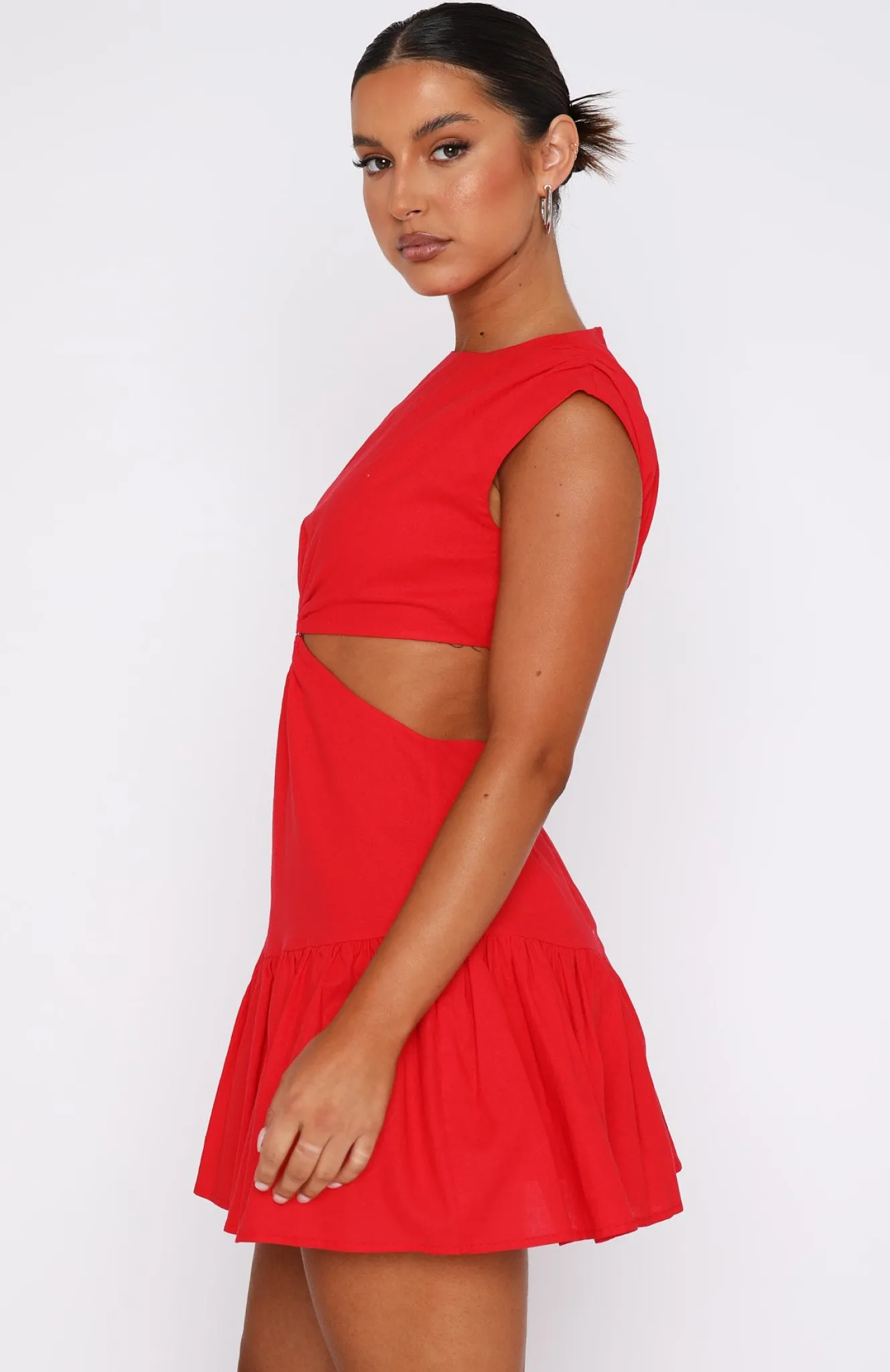 Restocked | White Fox Boutique Celebrate You Linen Mini Dress red