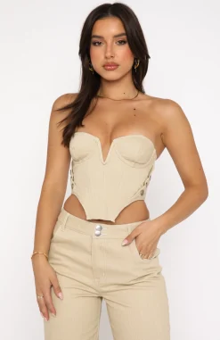 Shirts & Blouses | White Fox Boutique Change My Mind Bustier Oatmeal nude