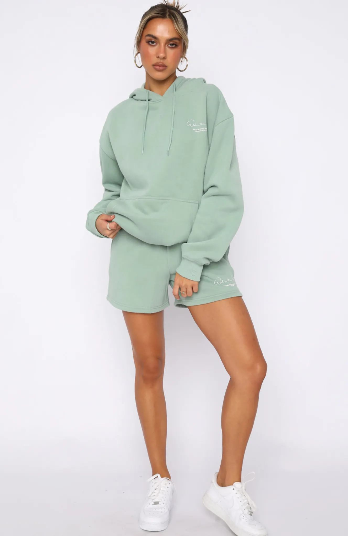 Shorts | White Fox Boutique Check It Out Lounge Shorts Sage green