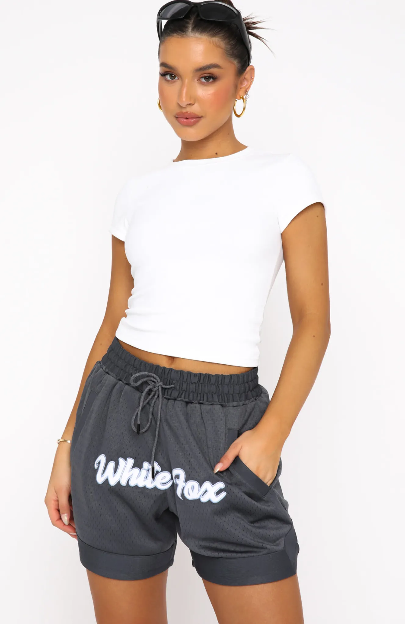 Shorts | White Fox Boutique Check This Out Shorts Charcoal grey