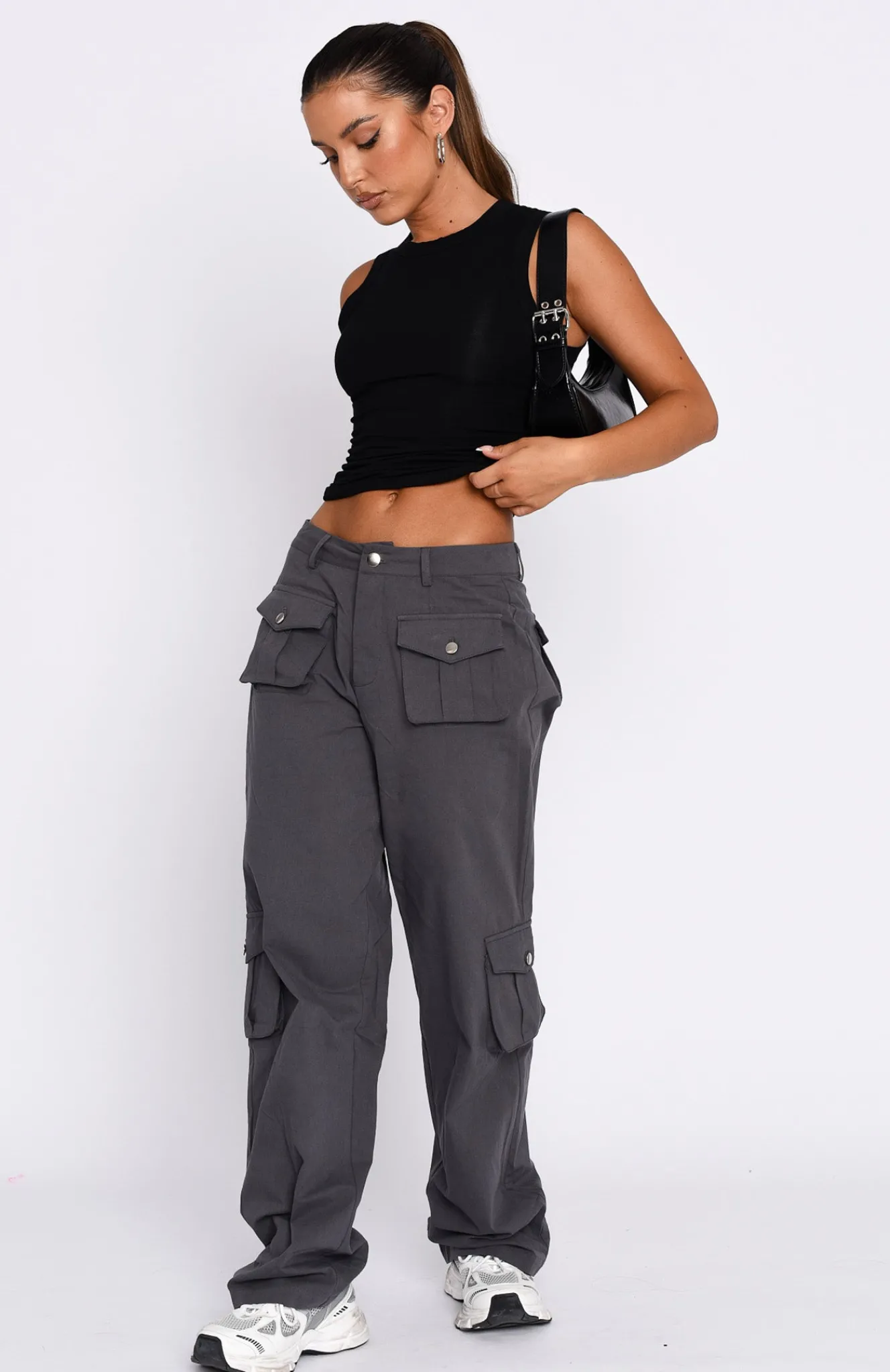 Pants | White Fox Boutique Clear My Mind Cargo Pants Charcoal grey