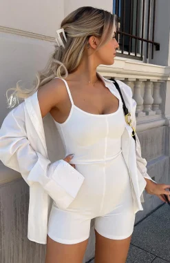 Restocked | White Fox Boutique Clearly Into You Playsuit Off white