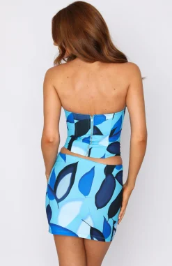 Shirts & Blouses | White Fox Boutique Count Me In Bustier Leaf Print blue