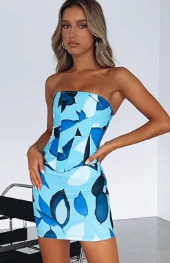 Shirts & Blouses | White Fox Boutique Count Me In Bustier Leaf Print blue