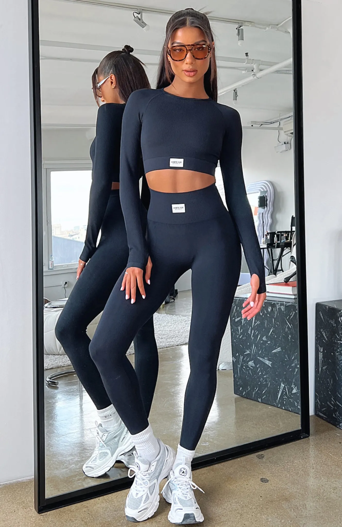Leggings | White Fox Boutique Cross The Line Seamless High Waisted Leggings black