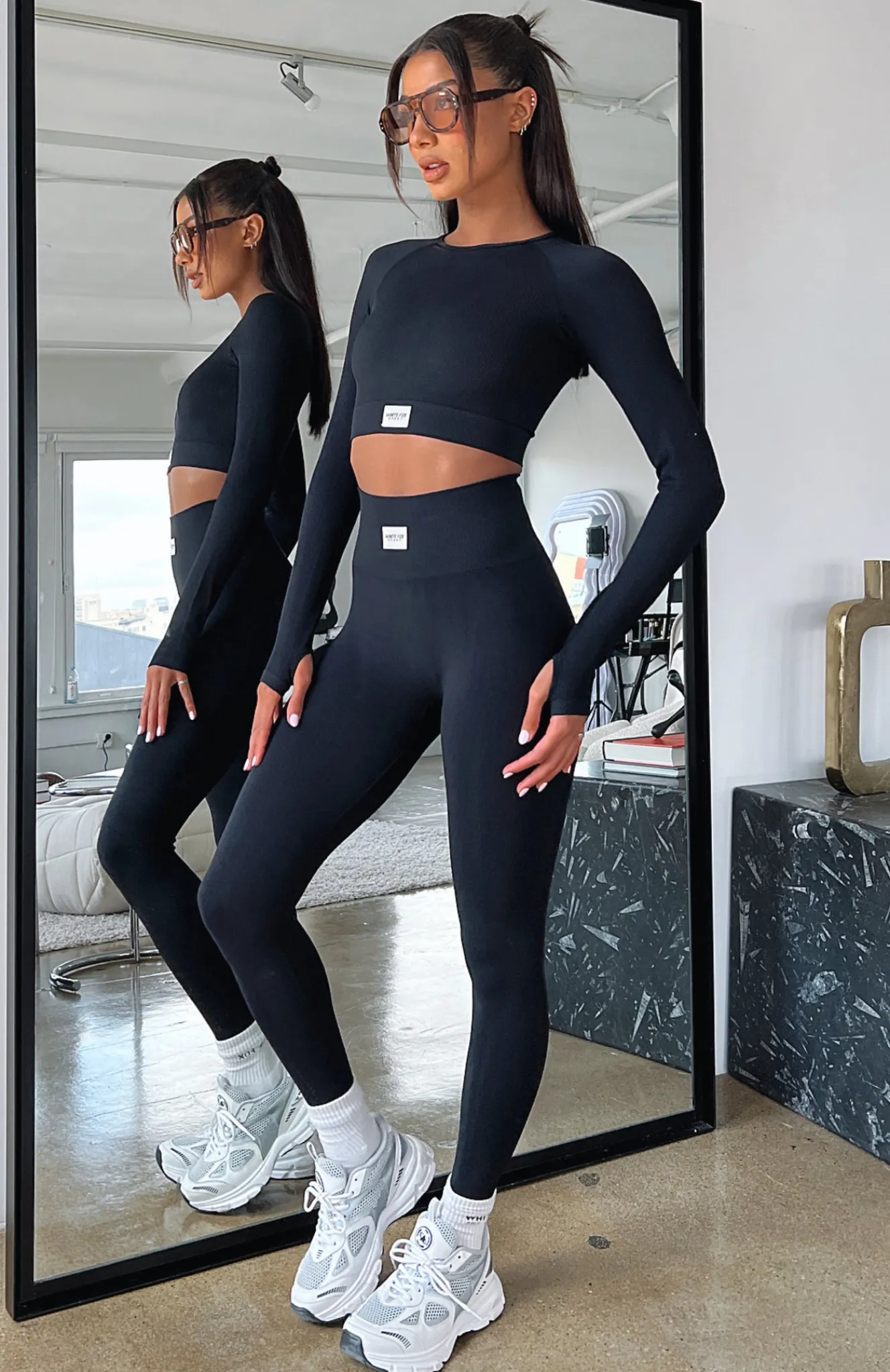 Leggings | White Fox Boutique Cross The Line Seamless High Waisted Leggings black