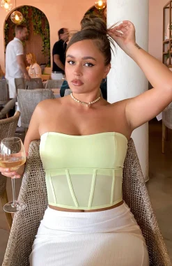 Shirts & Blouses | White Fox Boutique Crossed My Mind Corset Crop Pistachio green