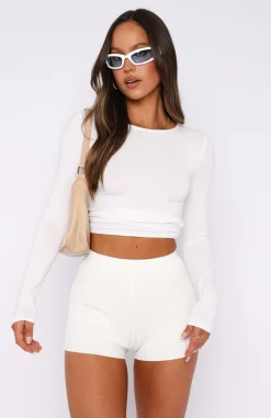 Shorts | White Fox Boutique Cut It Out Booty Shorts white