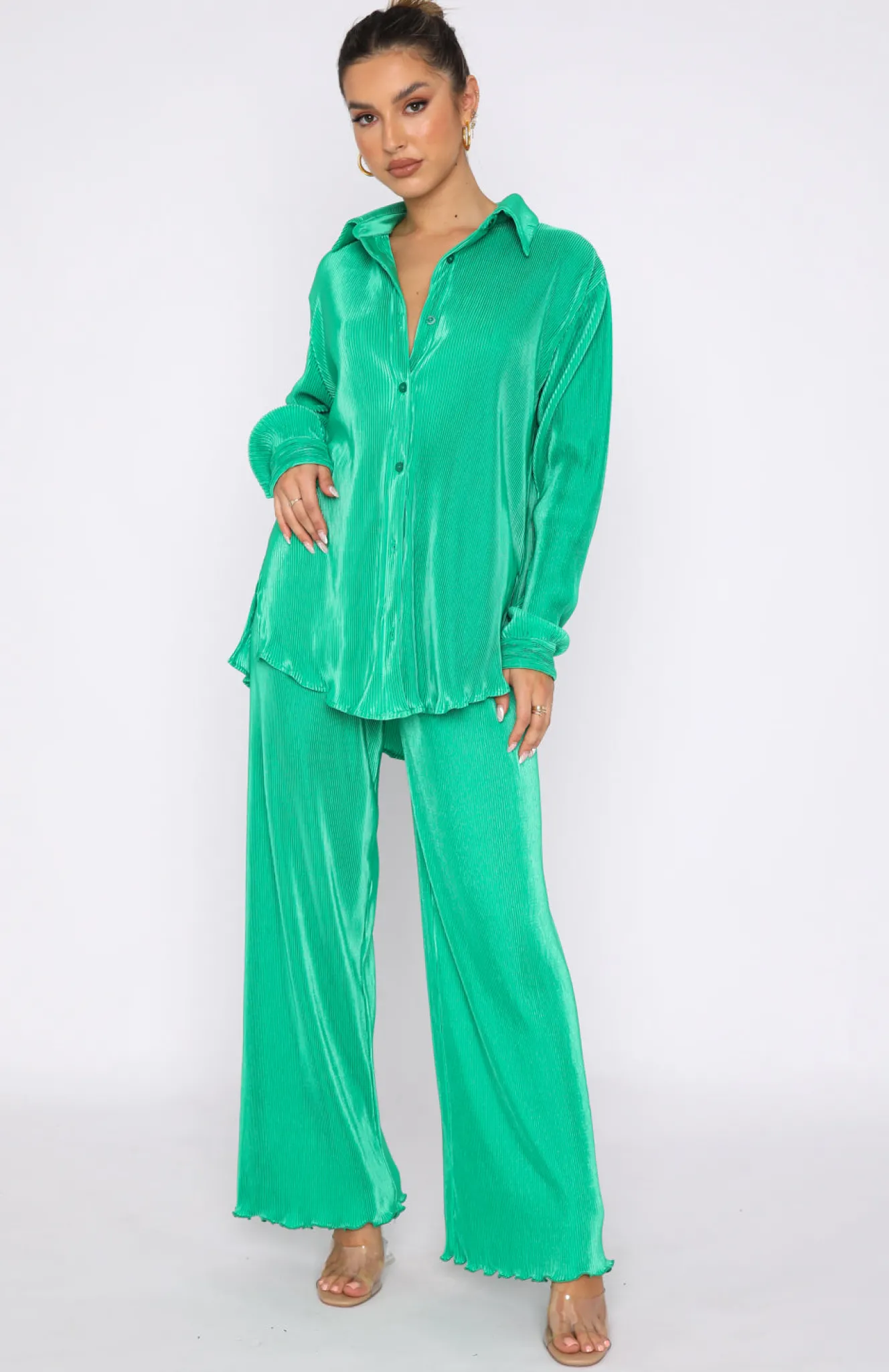 Shirts & Blouses | White Fox Boutique Destined For You Long Sleeve Shirt green