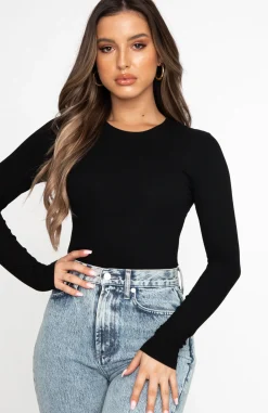 Shirts & Blouses | White Fox Boutique Don't Blame Me Long Sleeve Ribbed Bodysuit black