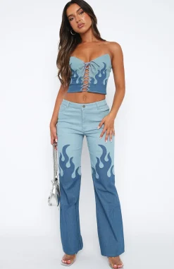Denim | White Fox Boutique Don't Let Them Pants Denim Flame blue