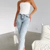 Denim | White Fox Boutique Drive Me Crazy Cropped Jeans Mid blue