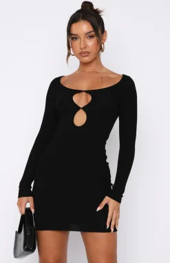 Long Sleeve Dresses | White Fox Boutique Euphoric Long Sleeve Knit Mini Dress black