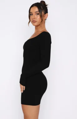 Long Sleeve Dresses | White Fox Boutique Euphoric Long Sleeve Knit Mini Dress black