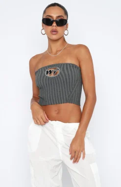 Shirts & Blouses | White Fox Boutique Exposed Feelings Strapless Top Charcoal grey