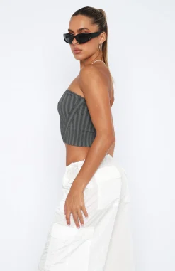 Shirts & Blouses | White Fox Boutique Exposed Feelings Strapless Top Charcoal grey