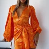 Long Sleeve Dresses | White Fox Boutique Eye Catcher Long Sleeve Mini Dress orange