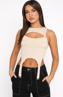 Shirts & Blouses | White Fox Boutique Eyes On You Corset Beige nude