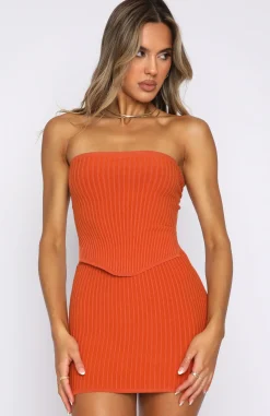 Shirts & Blouses | White Fox Boutique Fair And Square Knitted Bustier Rust orange