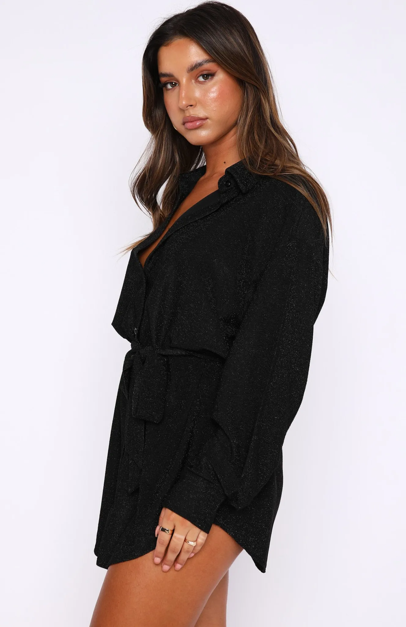 Long Sleeve Dresses | White Fox Boutique Falling In Love Shirt Dress black