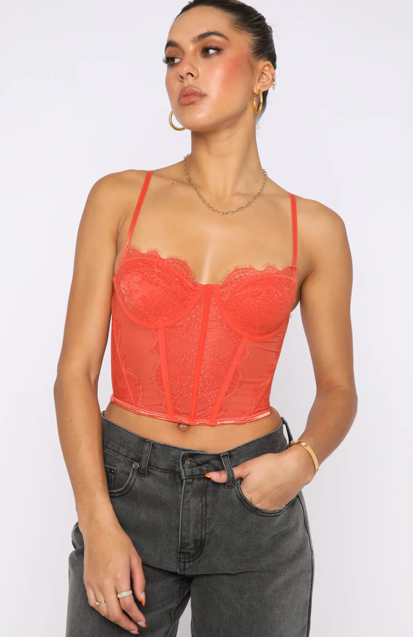 Shirts & Blouses | White Fox Boutique Feel The Passion Lace Bustier Burnt orange