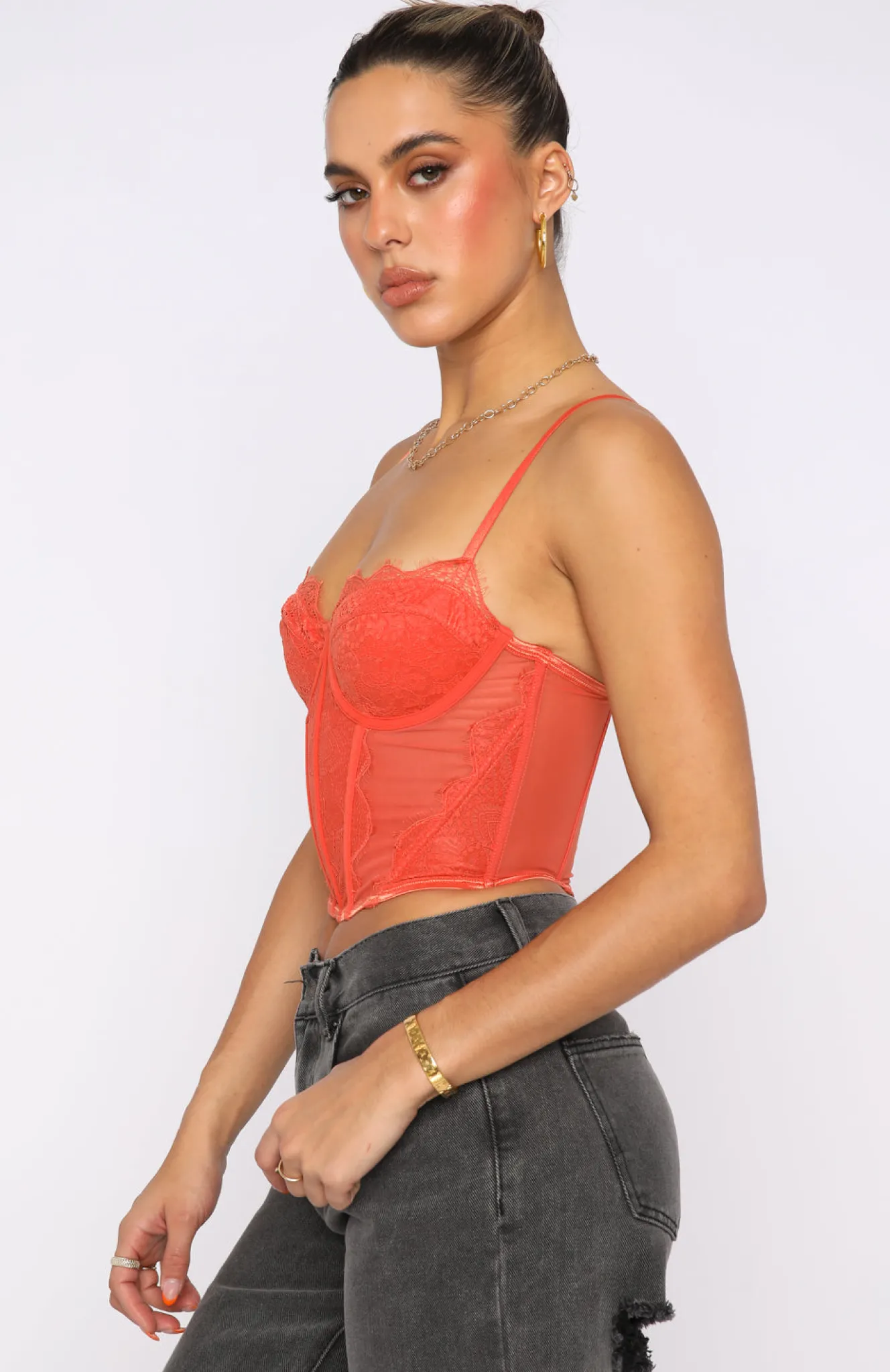 Shirts & Blouses | White Fox Boutique Feel The Passion Lace Bustier Burnt orange
