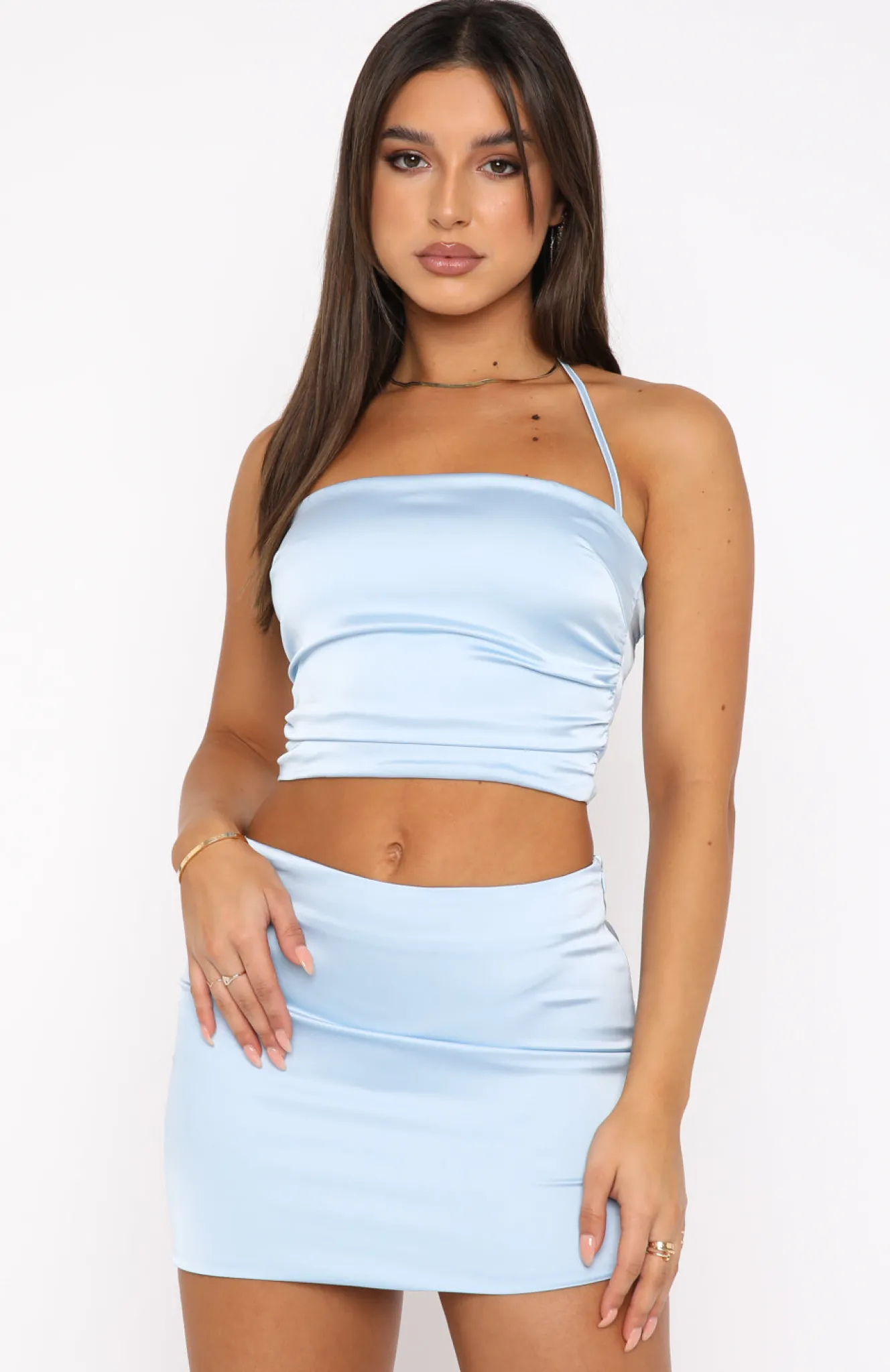 Shirts & Blouses | White Fox Boutique Feeling My Best Satin Crop blue