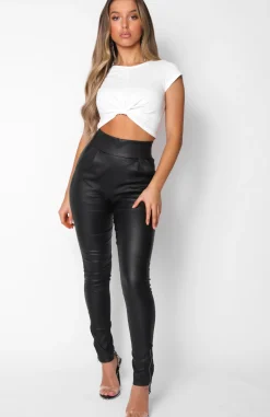 Pants | White Fox Boutique Fire It Up Wet Look PU Pants black