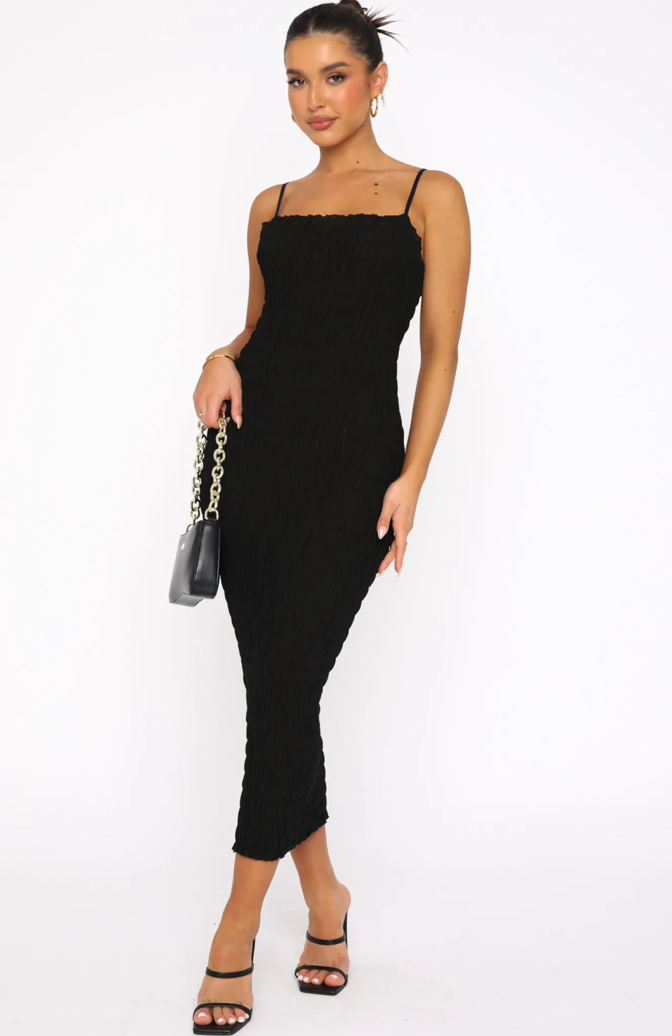 Formal Dresses | White Fox Boutique Flirty Feeling Midi Dress black