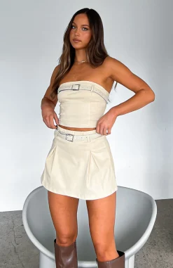 Shirts & Blouses | White Fox Boutique Follow Me Strapless Crop Beige nude