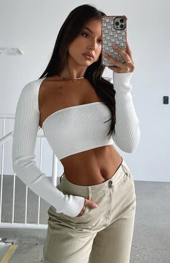 Shirts & Blouses | White Fox Boutique Forgetting You Ribbed Knit Long Sleeve Crop white