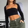 Shirts & Blouses | White Fox Boutique Forgetting You Ribbed Knit Long Sleeve Crop black