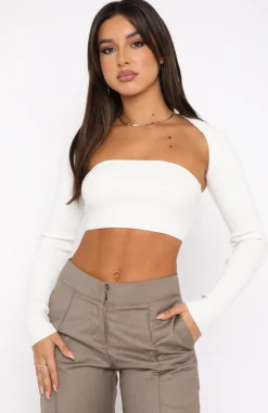 Shirts & Blouses | White Fox Boutique Forgetting You Ribbed Knit Long Sleeve Crop white