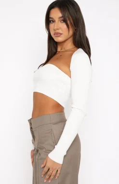 Shirts & Blouses | White Fox Boutique Forgetting You Ribbed Knit Long Sleeve Crop white