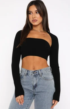 Shirts & Blouses | White Fox Boutique Forgetting You Ribbed Knit Long Sleeve Crop black