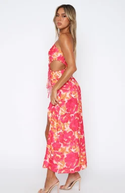 Formal Dresses | White Fox Boutique Full Of Charm Midi Dress Hot Floral pink