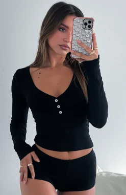 Restocked | White Fox Boutique Girl Talk Pyjama Set black