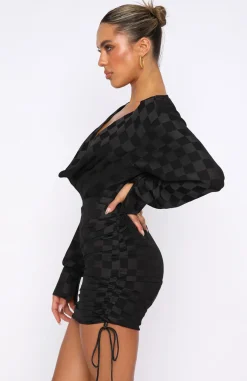 Long Sleeve Dresses | White Fox Boutique Give Me Everything Mini Dress Check black