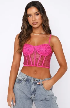 Shirts & Blouses | White Fox Boutique Give Me More Bustier Fuchsia Sequin pink