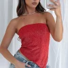 Shirts & Blouses | White Fox Boutique Glamorous Girl Strapless Top red