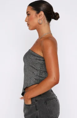 Shirts & Blouses | White Fox Boutique Glamorous Girl Strapless Top Black/ silver