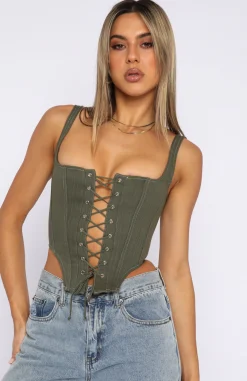 Shirts & Blouses | White Fox Boutique Good News Bustier Bottle green