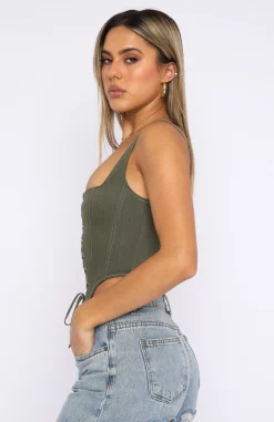 Shirts & Blouses | White Fox Boutique Good News Bustier Bottle green