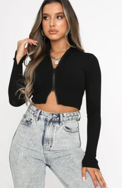 Shirts & Blouses | White Fox Boutique Got A Crush Long Sleeve Crop black