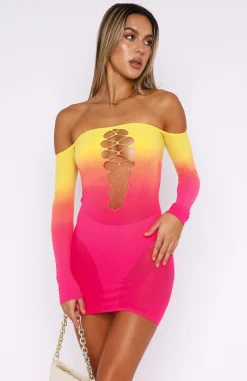Long Sleeve Dresses | White Fox Boutique Hate To Say Long Sleeve Mini Dress Sunset Gradient multi