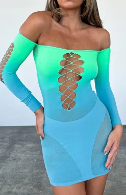 Long Sleeve Dresses | White Fox Boutique Hate To Say Long Sleeve Mini Dress Lime Gradient green