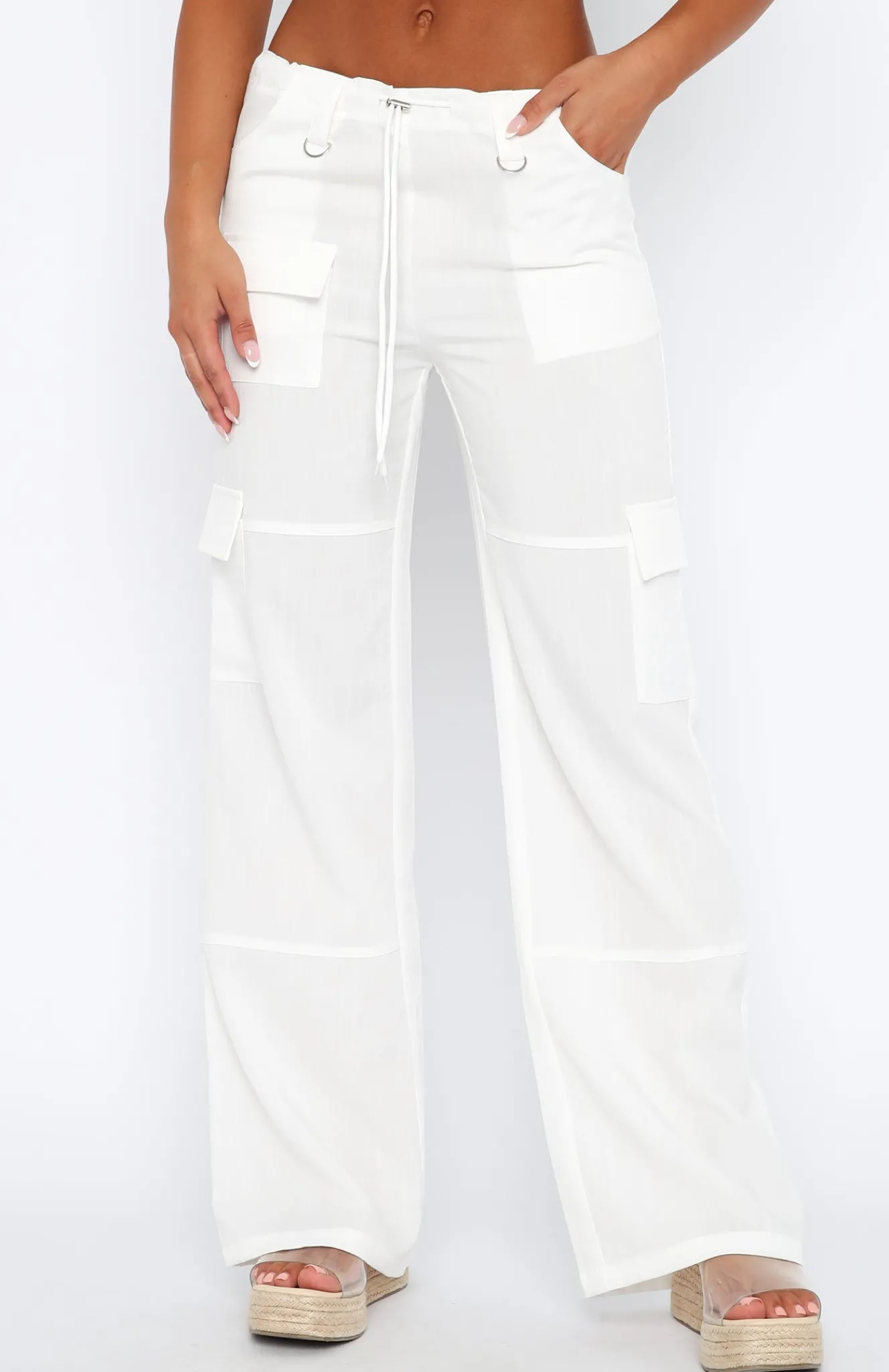 Pants | White Fox Boutique Headsprung Cargo Pants white